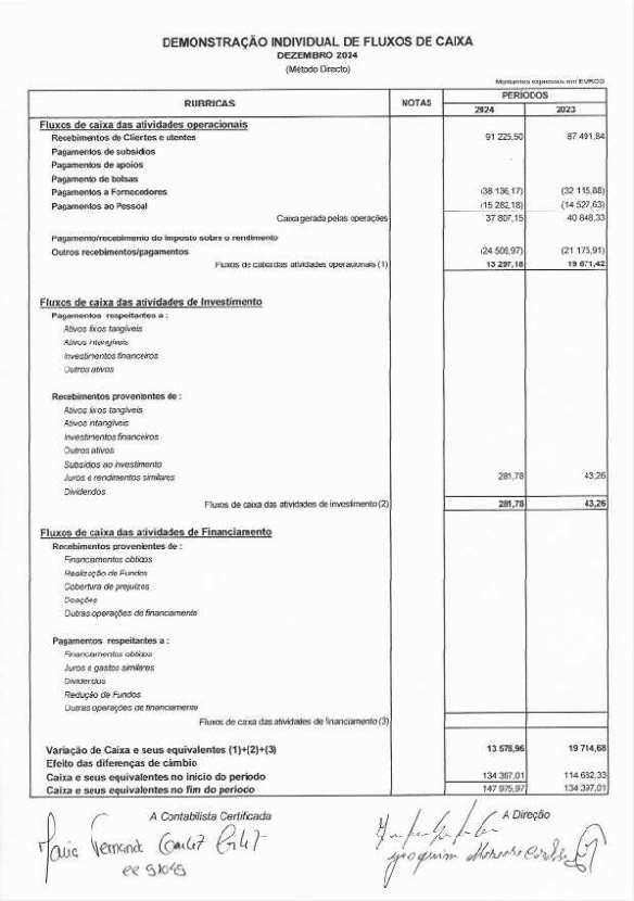 PDF de Demonstração Individual de fluxos de Caixa
